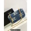 Celine CHAIN SHOULDER BAG triomphe in Denim with triomphe 197993 Navy Blue
