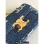Celine CHAIN SHOULDER BAG triomphe in Denim with triomphe 197993 Navy Blue