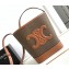 Celine SMALL BUCKET CUIR TRIOMPHE Bag in TEXTILE and Calfskin Khaki/Tan 198243