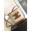 Celine SMALL BUCKET CUIR TRIOMPHE Bag in STRIPED TEXTILE AND CALFSKIN Beige 198243