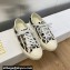 DIOR Walk'n'Dior Low Top Sneakers in White Multicolor Embroidered Cotton with Étoile de Voyage Motif 2023