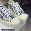 DIOR Walk'n'Dior Low Top Sneakers in White and Blue Cotton Embroidered 2023