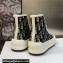 DIOR Walk'n'Dior Platform High Top Sneakers in Deep Blue Oblique Embroidered Cotton 2023