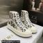 DIOR Walk'n'Dior Platform High Top Sneakers in White and Black Cotton Embroidered with Plan de Paris Motif 2023