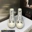 DIOR Walk'n'Dior Platform High Top Sneakers in White and Black Cotton Embroidered with Plan de Paris Motif 2023