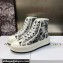 DIOR Walk'n'Dior Platform High Top Sneakers in White and Black Cotton Embroidered with Plan de Paris Motif 2023