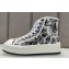 DIOR Walk'n'Dior Platform High Top Sneakers in White and Black Cotton Embroidered with Plan de Paris Motif 2023