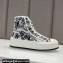 DIOR Walk'n'Dior Platform High Top Sneakers in White and Black Cotton Embroidered with Plan de Paris Motif 2023