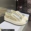 DIOR Walk'n'Dior Platform Low Top Sneakers in Beige Cotton Embroidery 2023