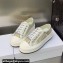 DIOR Walk'n'Dior Platform Low Top Sneakers in Beige Cotton Embroidery 2023