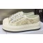 DIOR Walk'n'Dior Platform Low Top Sneakers in Beige Cotton Embroidery 2023
