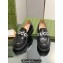 Gucci script Scalloped rubber trim Mid-heel loafers 752854 Black 2023