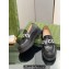 Gucci script Scalloped rubber trim Mid-heel loafers 752854 Black 2023