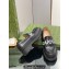 Gucci script Scalloped rubber trim Mid-heel loafers 752854 Black 2023