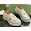 Gucci script Scalloped rubber trim Mid-heel loafers 752854 Off White 2023