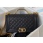 Chanel Grained Shiny Calfskin BOY Flap Bag with Handle A94804 Black 2023