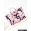 Chanel Deauville Printed Velvet and Wooden Pearls Small Shopping Bag AS3257 Pink 2023