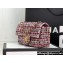 Chanel Wool Tweed Small Classic Handbag A01116 Blue/Red 2023