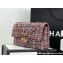 Chanel Wool Tweed Medium Classic Handbag A01112 Blue/Red 2023