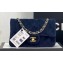 Chanel Wool Tweed Small Classic Handbag A01116 Dark Blue 2023