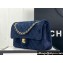 Chanel Wool Tweed Medium Classic Handbag A01112 Dark Blue 2023