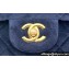 Chanel Wool Tweed Medium Classic Handbag A01112 Dark Blue 2023