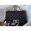 Chanel Grained Shiny Calfskin BOY Flap Bag with Handle A94805 Black 2023