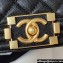 Chanel Grained Shiny Calfskin BOY Flap Bag with Handle A94805 Black 2023