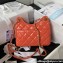 Chanel Shiny Crumpled Calfskin Small Hobo Bag AS4323 Orange 2023