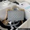 Chanel Grained Shiny Calfskin BOY Flap Bag with Handle A94805 Gray 2023