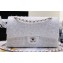 Chanel Wool Tweed and Bead Medium Classic Handbag A01112 White 2023