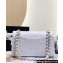 Chanel Wool Tweed and Bead Medium Classic Handbag A01112 White 2023