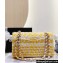 Chanel Wool Tweed and Bead Medium Classic Handbag A01112 White Yellow 2023