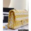Chanel Wool Tweed and Bead Medium Classic Handbag A01112 White Yellow 2023