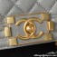 Chanel Grained Shiny Calfskin BOY Flap Bag with Handle A94804 Gray 2023