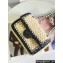 Chanel Chain and Raffia Braided Small Flap Bag Black/Beige 2023