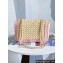 Chanel Chain and Raffia Braided Small Flap Bag Pink/Beige 2023