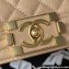 Chanel Grained Shiny Calfskin BOY Flap Bag with Handle A94804 Beige 2023