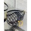 Dior Mini Saddle Bag with Strap in Blue Oblique Jacquard 2023