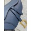 Dior Mini Saddle Bag with Strap in Grained Calfskin Blue 2023