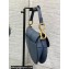 Dior Mini Saddle Bag with Strap in Grained Calfskin Blue 2023