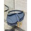 Dior Mini Saddle Bag with Strap in Grained Calfskin Blue 2023