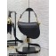 Dior Mini Saddle Bag with Strap in Black Smooth Calfskin 2023
