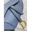 Dior Mini Saddle Bag with Strap in Grained Calfskin Denim Blue 2023