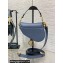 Dior Mini Saddle Bag with Strap in Grained Calfskin Denim Blue 2023
