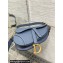 Dior Mini Saddle Bag with Strap in Grained Calfskin Denim Blue 2023