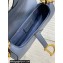 Dior Mini Saddle Bag with Strap in Grained Calfskin Denim Blue 2023