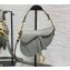 Dior Mini Saddle Bag with Strap in Grained Calfskin Olive Green 2023