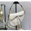 Dior Mini Saddle Bag with Strap in Grained Calfskin White 2023