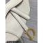 Dior Mini Saddle Bag with Strap in Grained Calfskin White 2023